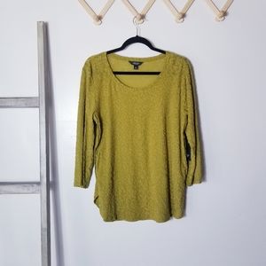 NWT SIMPLY VERA VERA WANG GREEN MUSTARD COLOR LIGHTWEIGHT BLOUSE SIZE LARGE